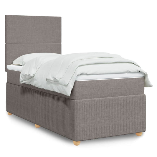 Boxspringbett mit Matratze Taupe 90x200 cm Stoff