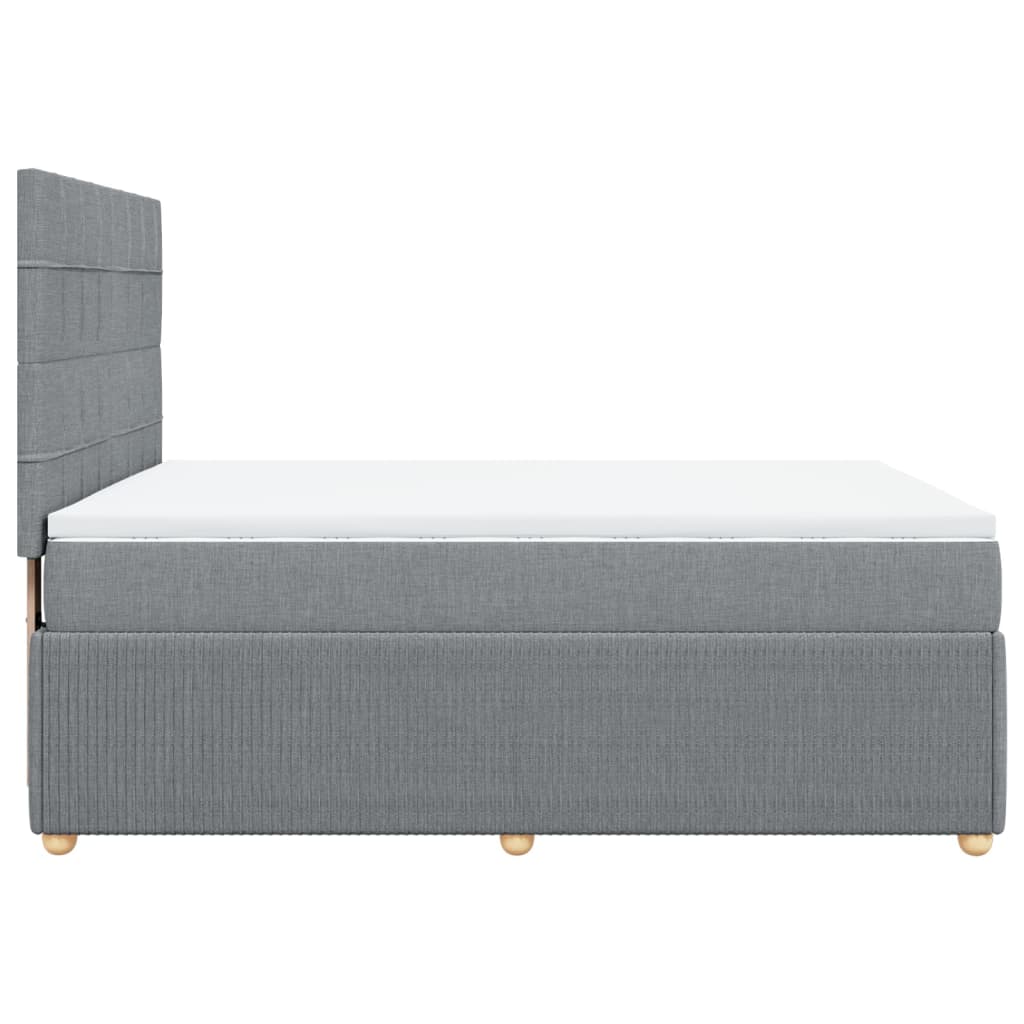 Boxspringbett mit Matratze Hellgrau 140x200 cm Stoff