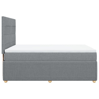 Boxspringbett mit Matratze Hellgrau 140x200 cm Stoff