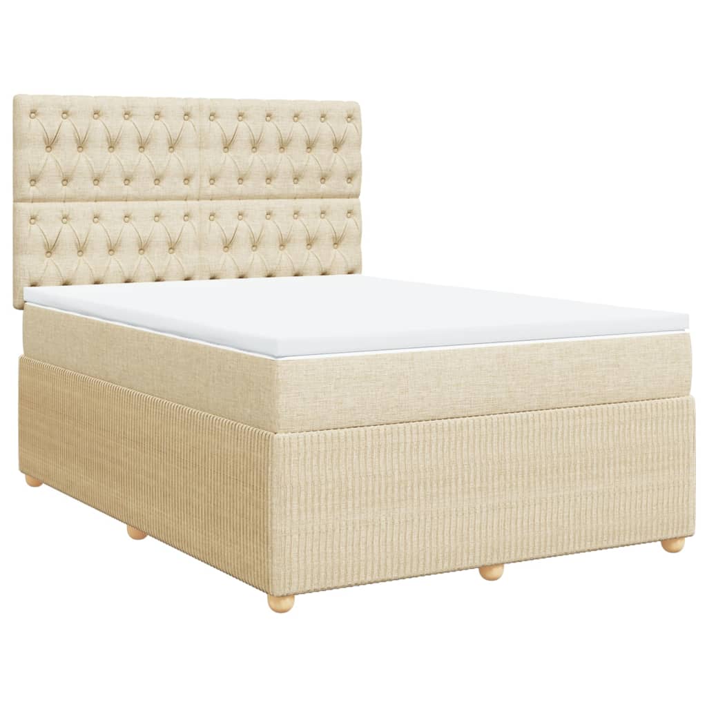 Boxspringbett mit Matratze Creme 140x200 cm Stoff