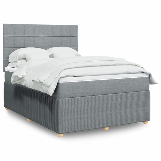 Boxspringbett mit Matratze Hellgrau 160x200 cm Stoff