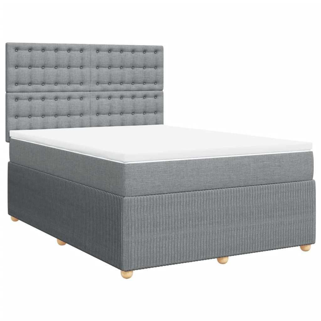 Boxspringbett mit Matratze Hellgrau 160x200 cm Stoff