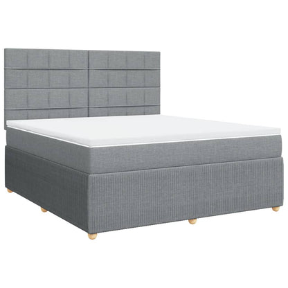 Boxspringbett mit Matratze Hellgrau 180x200 cm Stoff