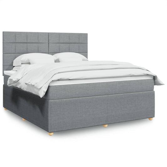 Boxspringbett mit Matratze Hellgrau 180x200 cm Stoff