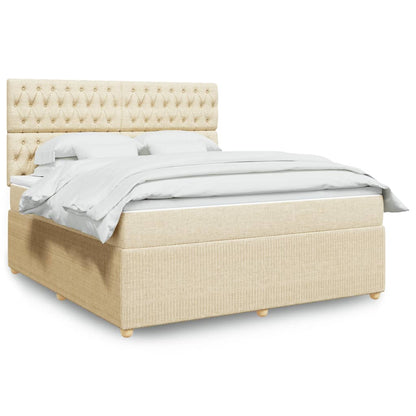 Boxspringbett mit Matratze Creme 180x200 cm Stoff