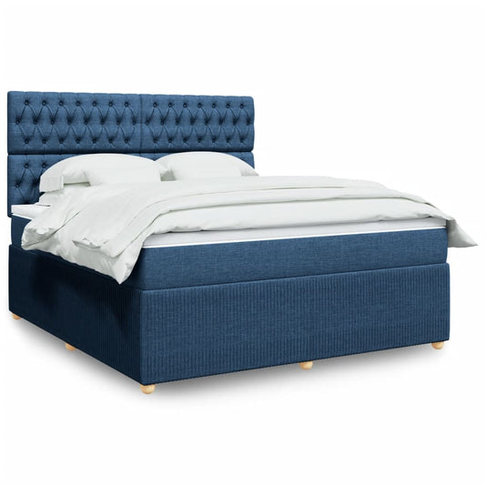 Boxspringbett mit Matratze Blau 180x200 cm Stoff