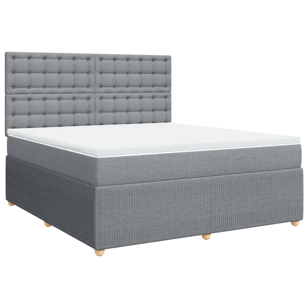 Boxspringbett mit Matratze Hellgrau 180x200 cm Stoff