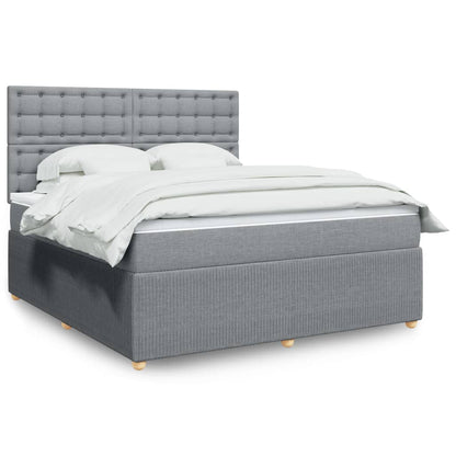 Boxspringbett mit Matratze Hellgrau 180x200 cm Stoff