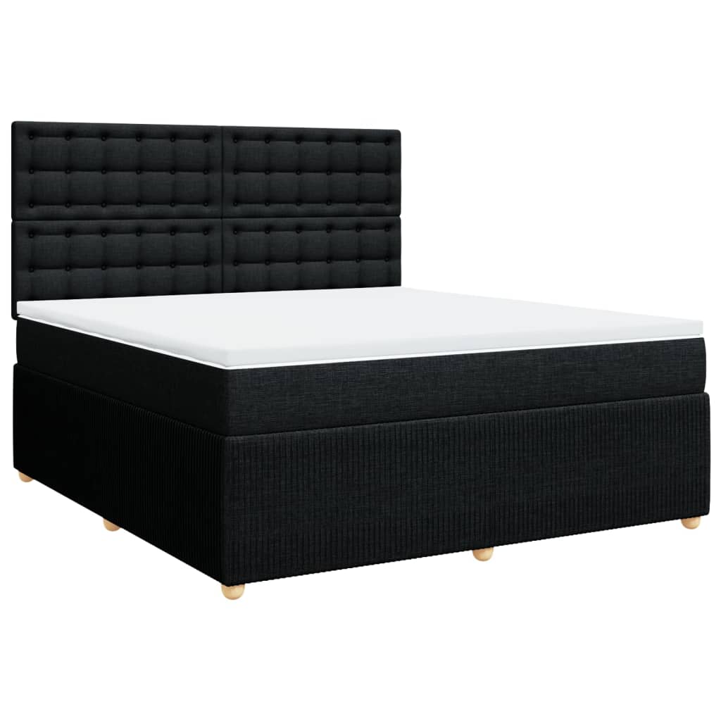 Boxspringbett mit Matratze Schwarz 180x200 cm Stoff