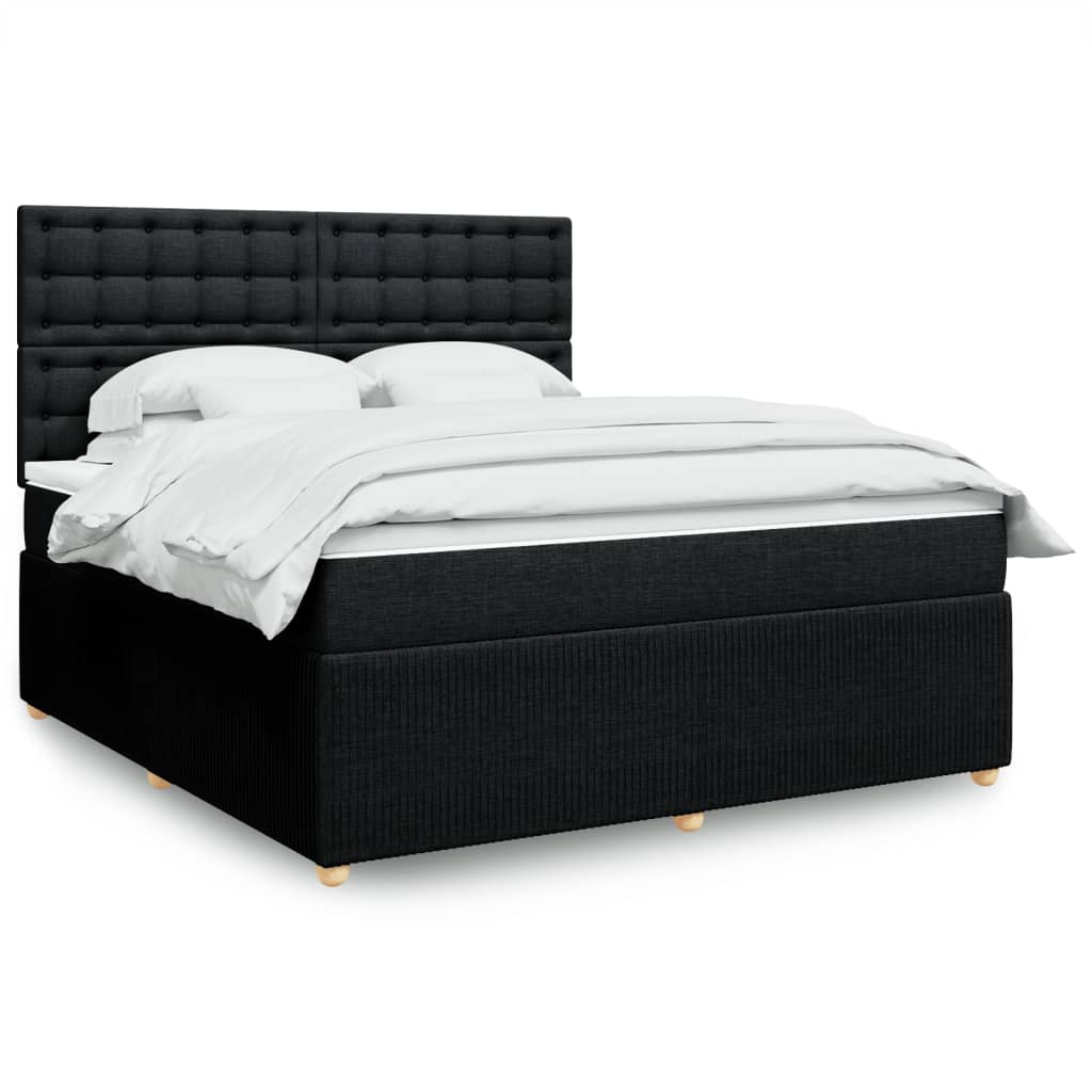 Boxspringbett mit Matratze Schwarz 180x200 cm Stoff