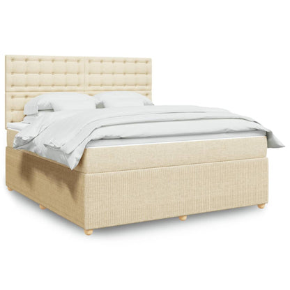 Boxspringbett mit Matratze Creme 180x200 cm Stoff