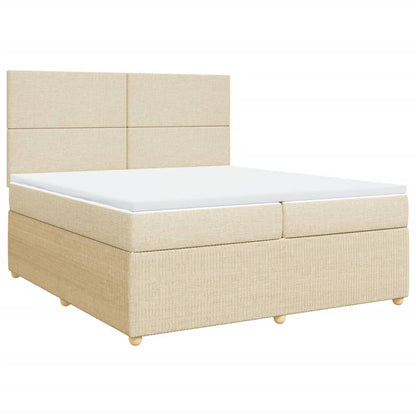 Boxspringbett mit Matratze Creme 200x200 cm Stoff