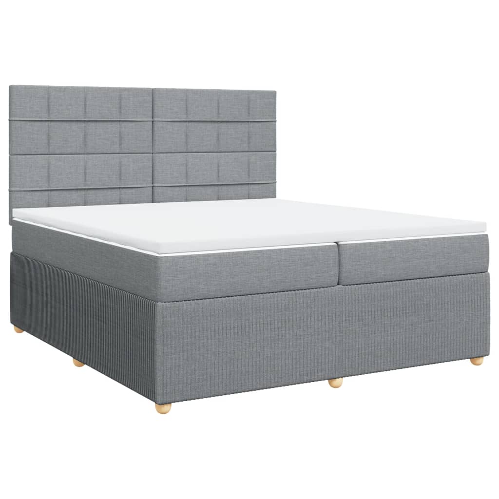 Boxspringbett mit Matratze Hellgrau 200x200 cm Stoff