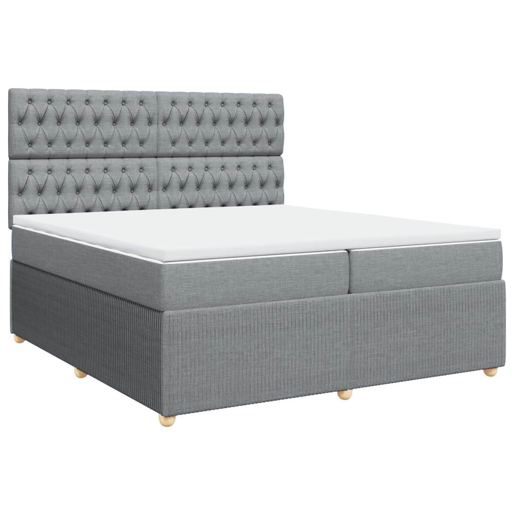 Boxspringbett mit Matratze Hellgrau 200x200 cm Stoff