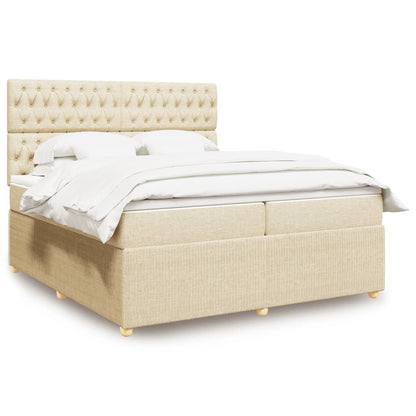 Boxspringbett mit Matratze Creme 200x200 cm Stoff