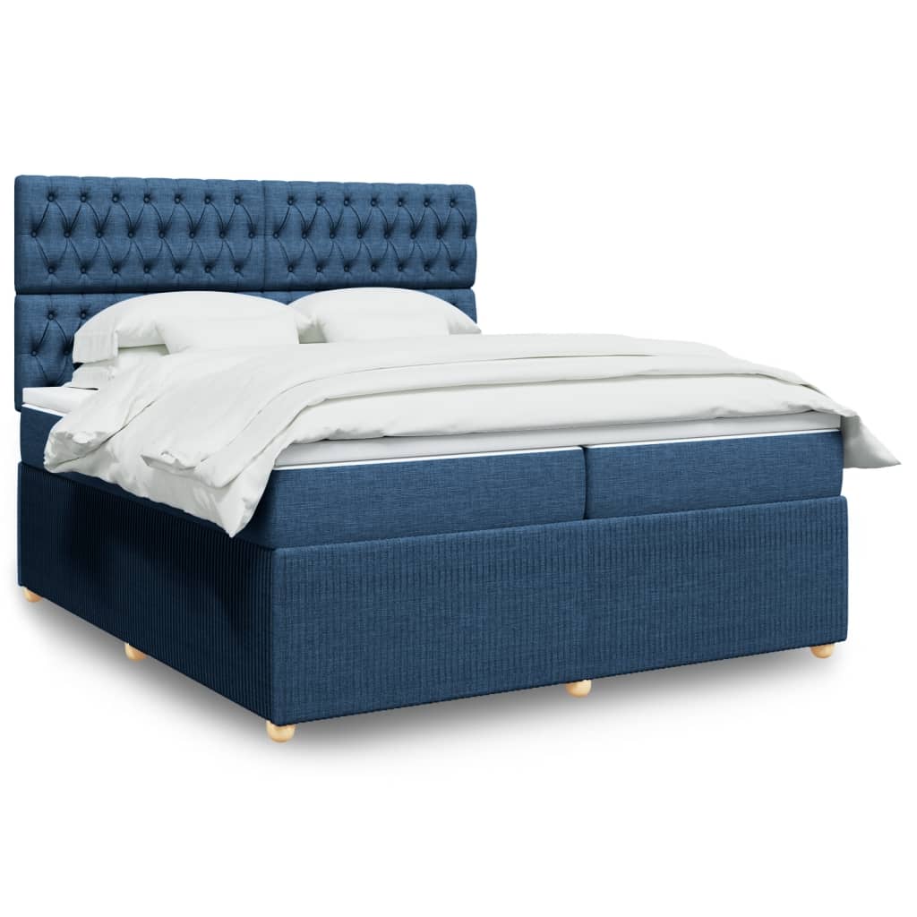 Boxspringbett mit Matratze Blau 200x200 cm Stoff