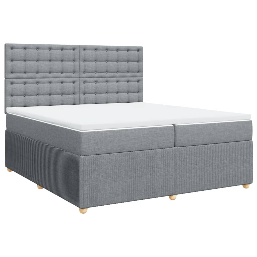 Boxspringbett mit Matratze Hellgrau 200x200 cm Stoff