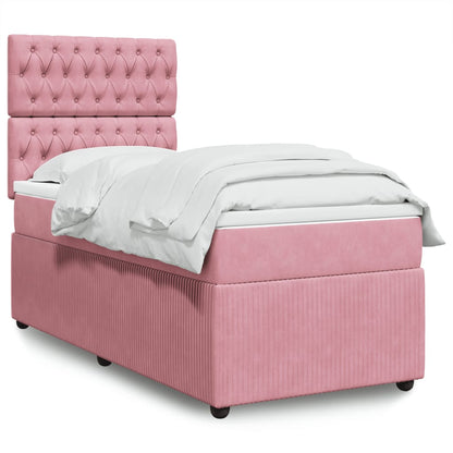 Boxspringbett mit Matratze Rosa 90x200 cm Samt