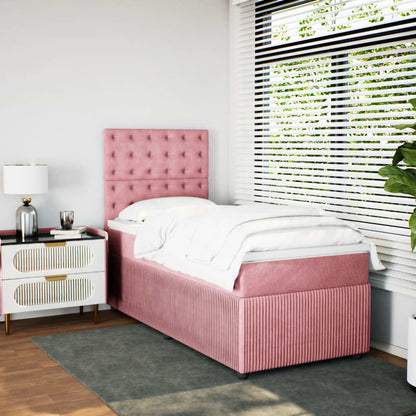 Boxspringbett mit Matratze Rosa 90x200 cm Samt