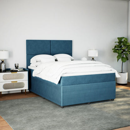 Boxspringbett mit Matratze Blau 140x200 cm Samt