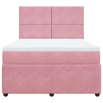 Boxspringbett mit Matratze Rosa 140x200 cm Samt