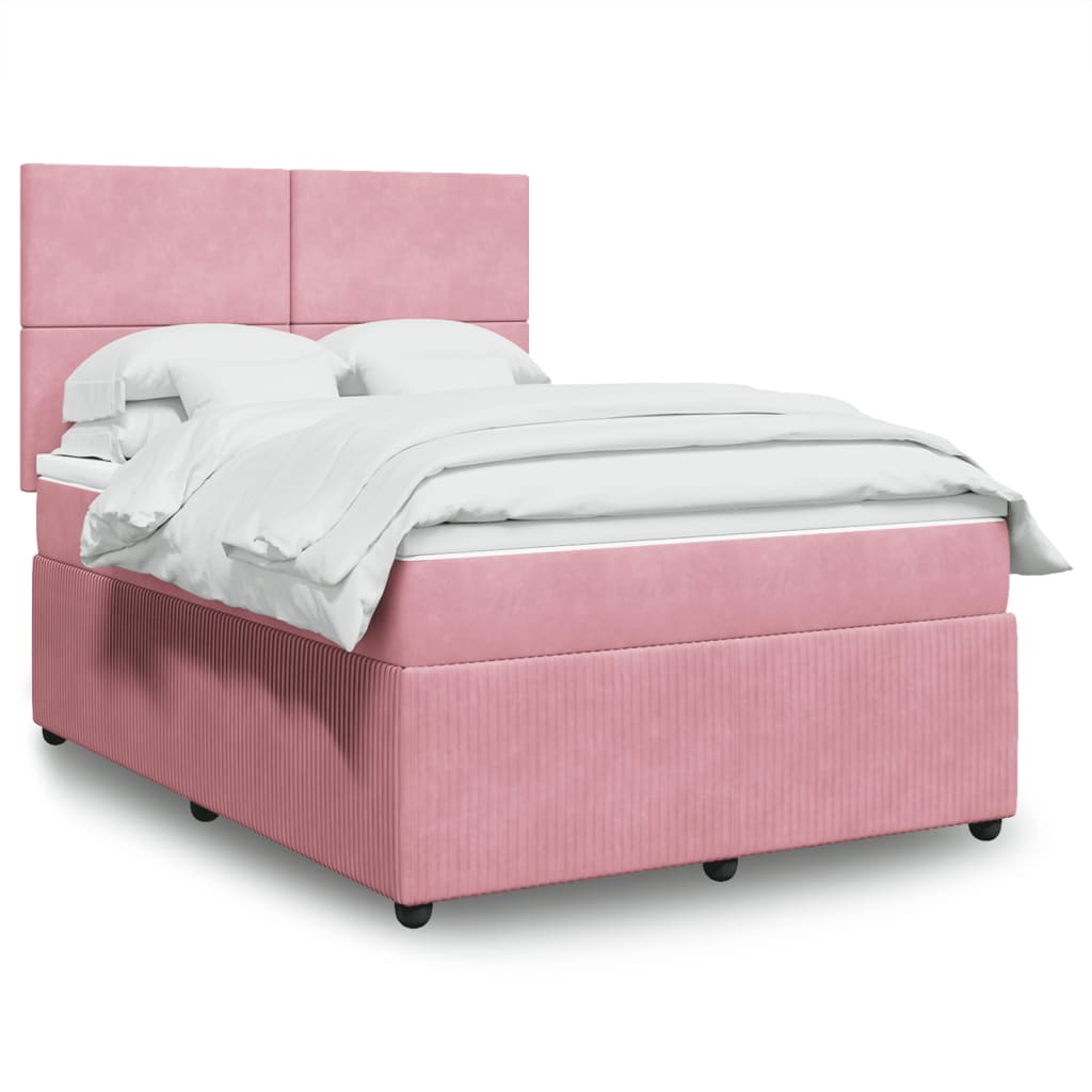 Boxspringbett mit Matratze Rosa 140x200 cm Samt