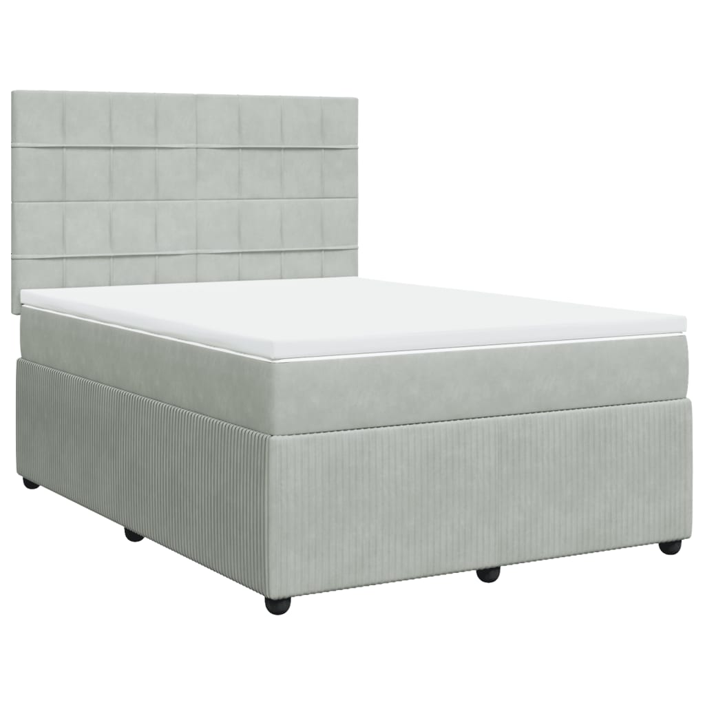 Boxspringbett mit Matratze Hellgrau 140x200 cm Samt