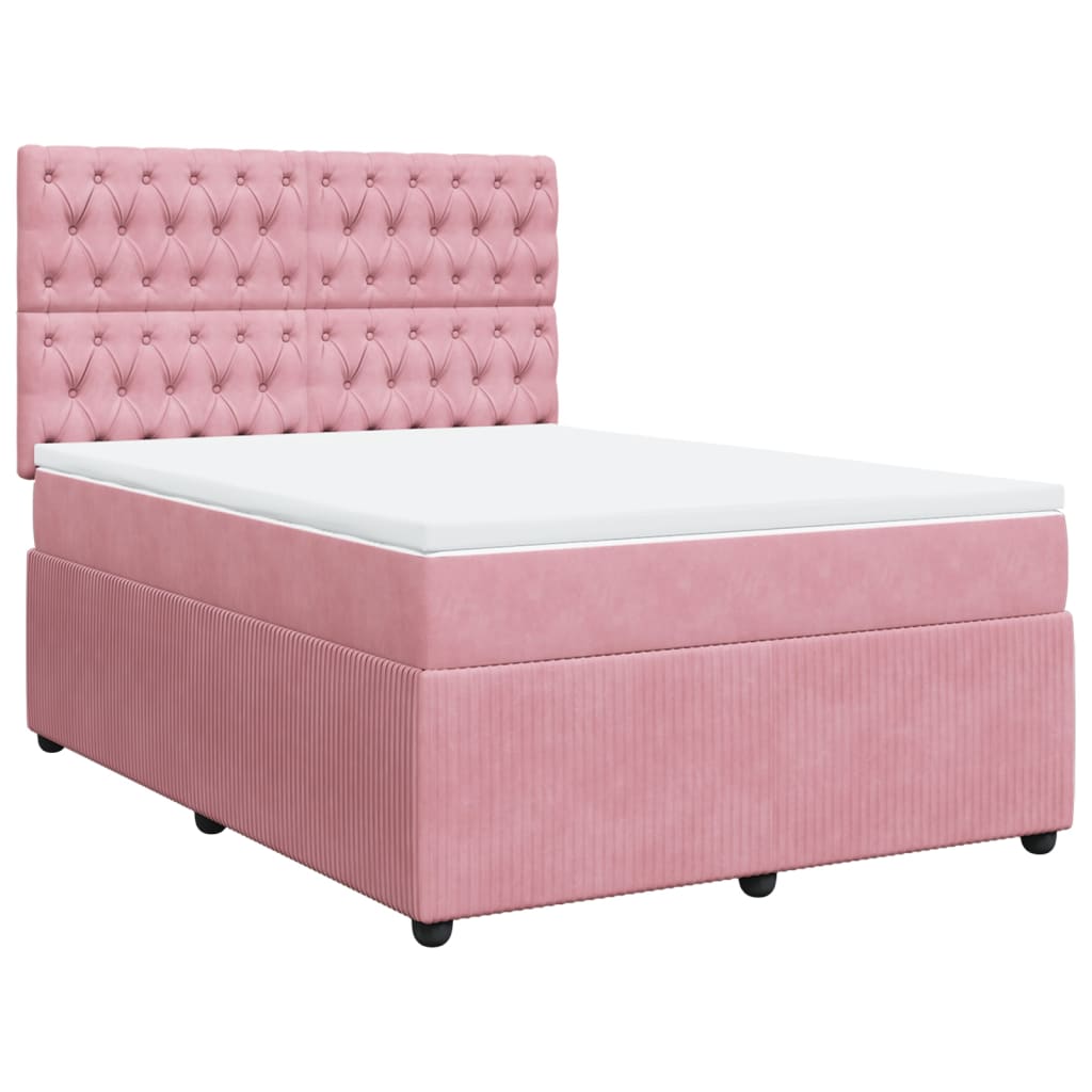 Boxspringbett mit Matratze Rosa 140x200 cm Samt