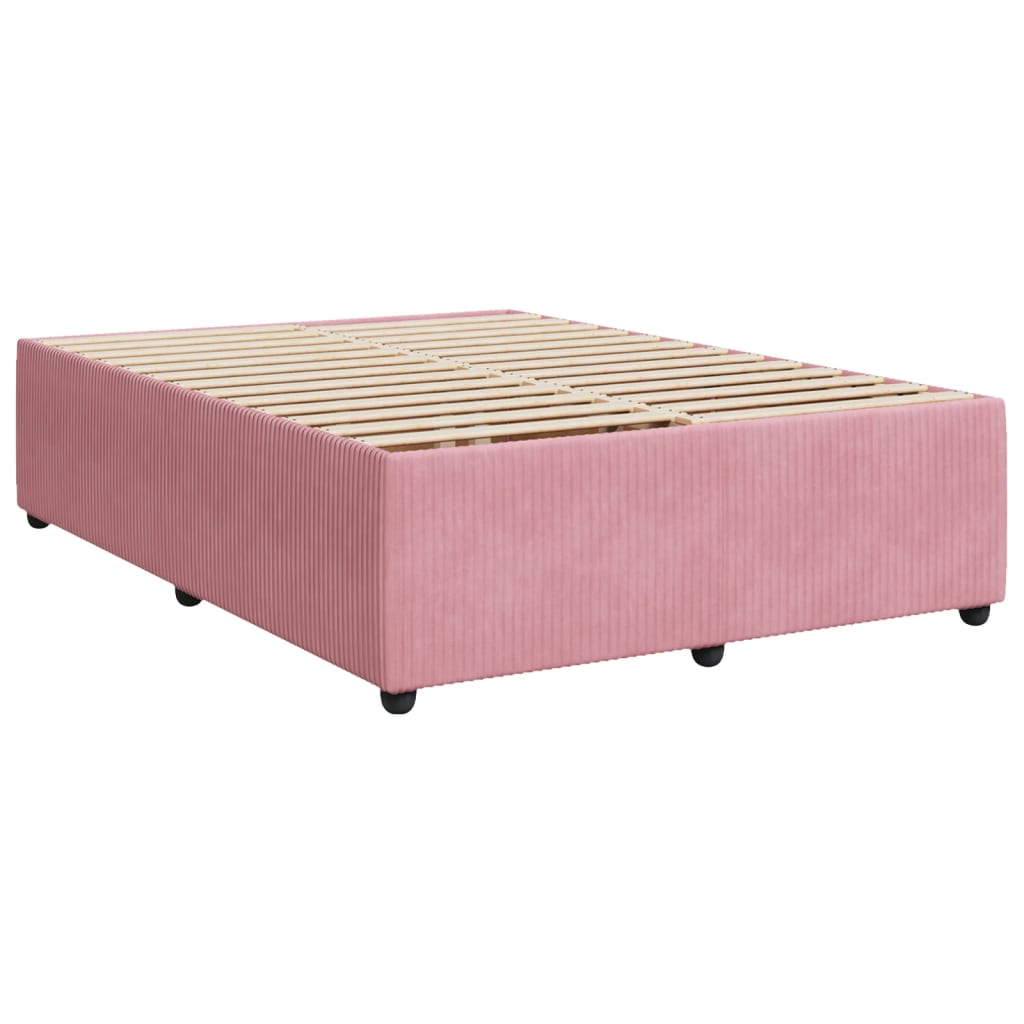 Boxspringbett mit Matratze Rosa 140x200 cm Samt