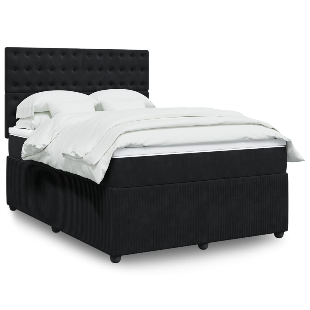 Boxspringbett mit Matratze Schwarz 140x200 cm Samt