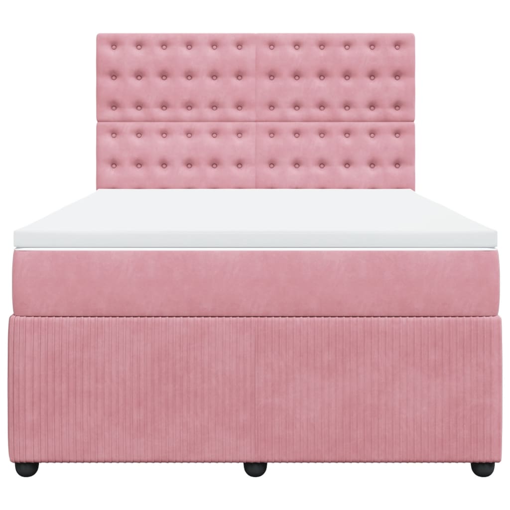 Boxspringbett mit Matratze Rosa 140x200 cm Samt