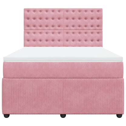 Boxspringbett mit Matratze Rosa 140x200 cm Samt