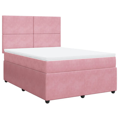 Boxspringbett mit Matratze Rosa 160x200 cm Samt