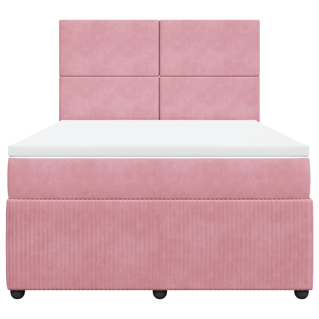 Boxspringbett mit Matratze Rosa 160x200 cm Samt