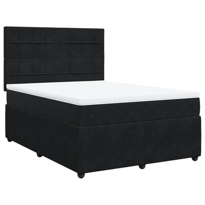 Boxspringbett mit Matratze Schwarz 160x200 cm Samt