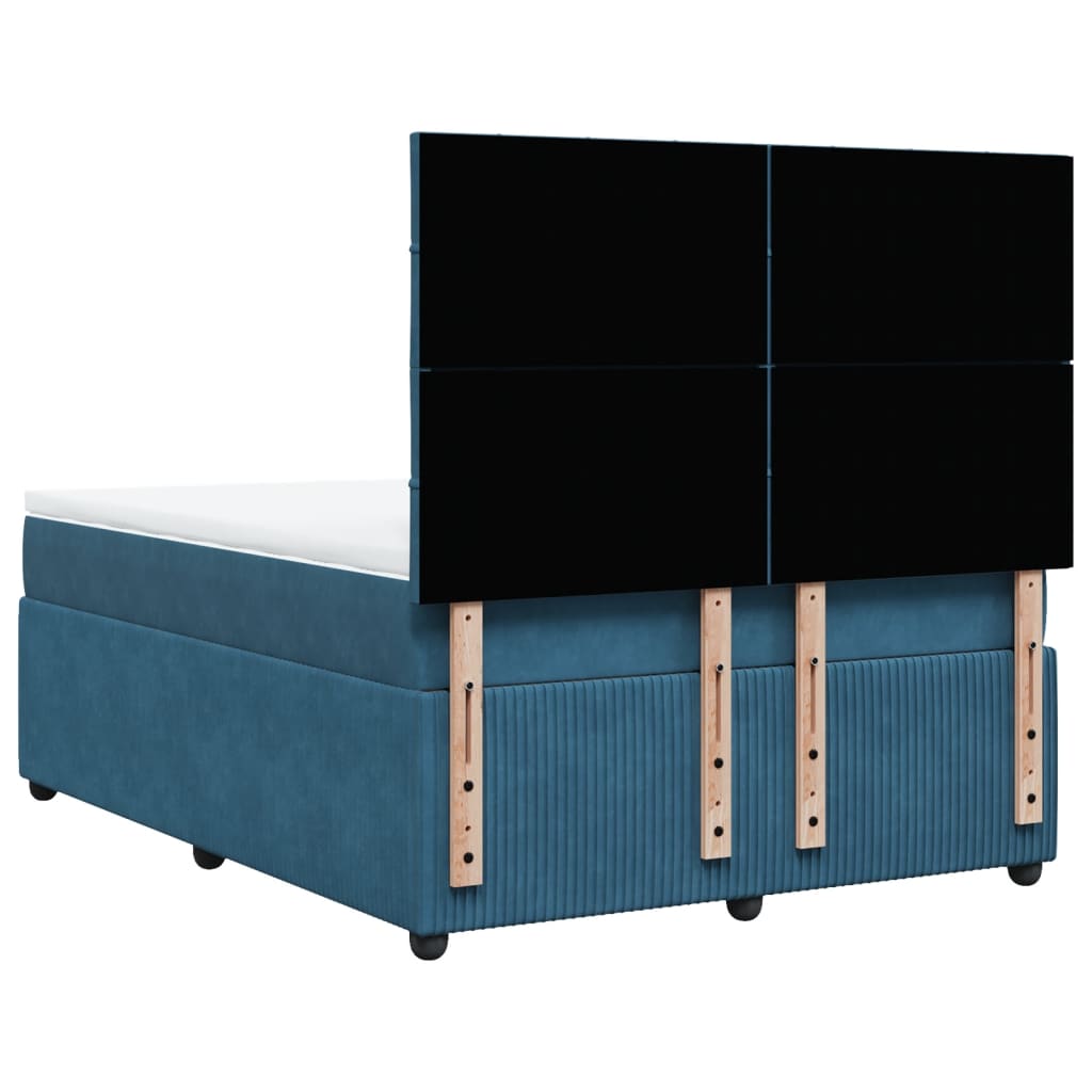 Boxspringbett mit Matratze Blau 160x200 cm Samt