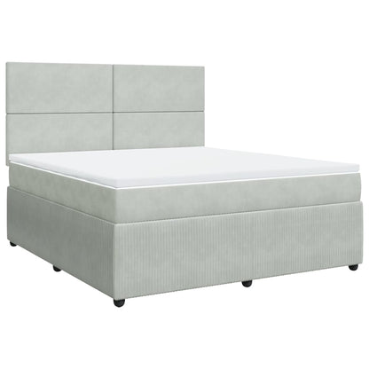 Boxspringbett mit Matratze Hellgrau 180x200 cm Samt