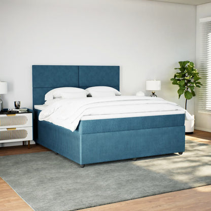 Boxspringbett mit Matratze Blau 180x200 cm Samt