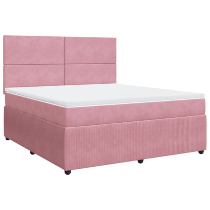 Boxspringbett mit Matratze Rosa 180x200 cm Samt