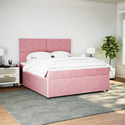 Boxspringbett mit Matratze Rosa 180x200 cm Samt