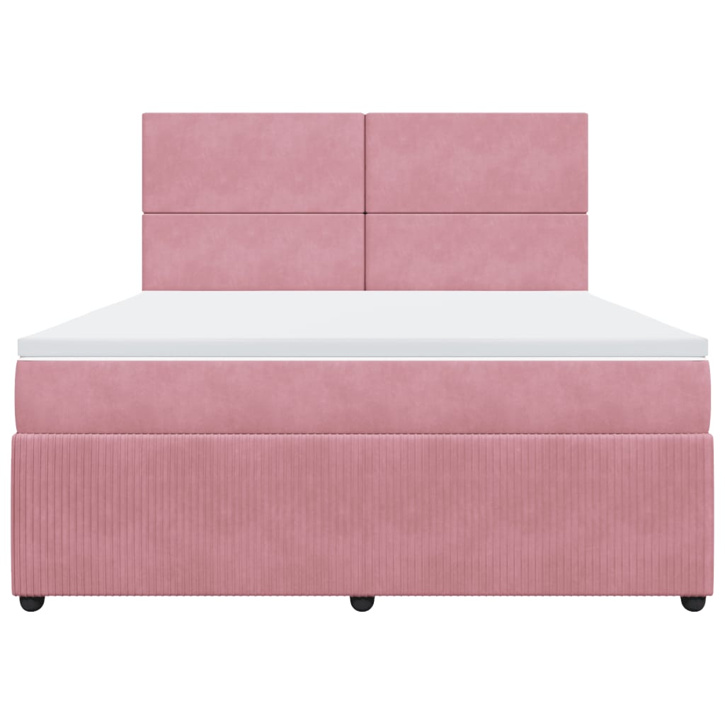 Boxspringbett mit Matratze Rosa 180x200 cm Samt