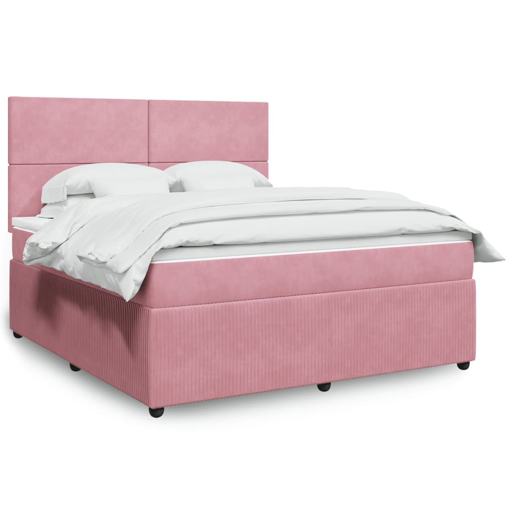 Boxspringbett mit Matratze Rosa 180x200 cm Samt