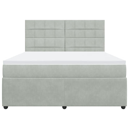 Boxspringbett mit Matratze Hellgrau 180x200 cm Samt