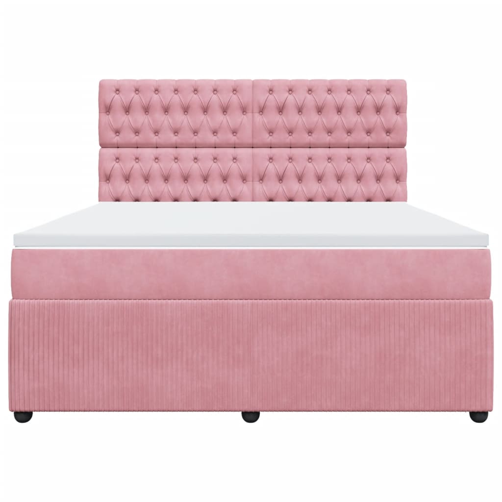 Boxspringbett mit Matratze Rosa 180x200 cm Samt