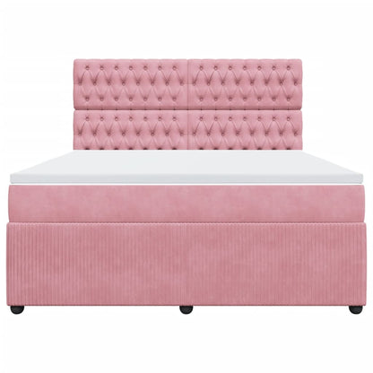 Boxspringbett mit Matratze Rosa 180x200 cm Samt