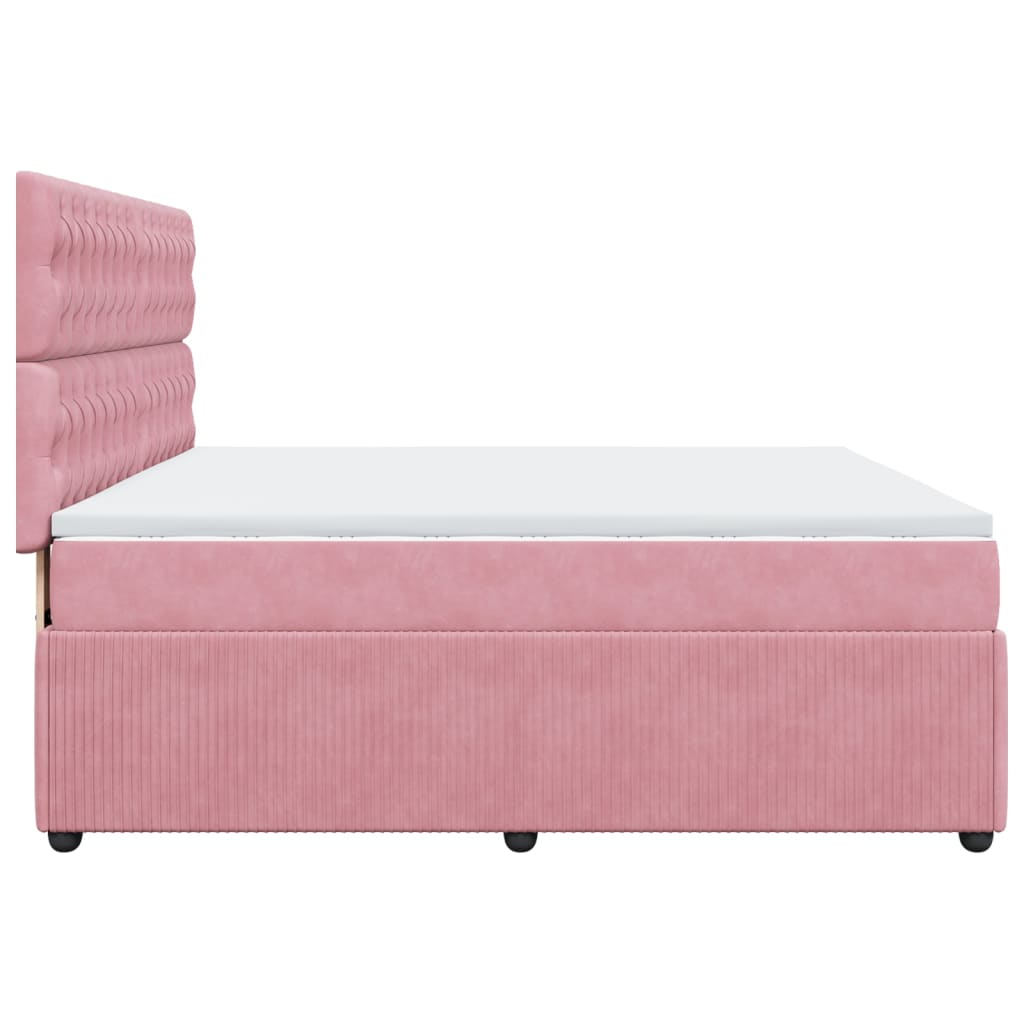 Boxspringbett mit Matratze Rosa 180x200 cm Samt