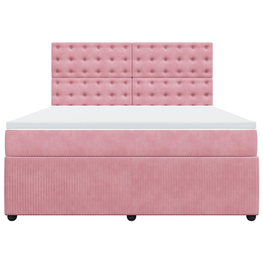 Boxspringbett mit Matratze Rosa 180x200 cm Samt