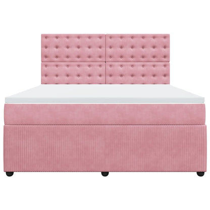 Boxspringbett mit Matratze Rosa 180x200 cm Samt