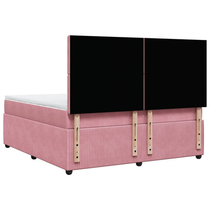 Boxspringbett mit Matratze Rosa 180x200 cm Samt