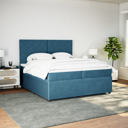 Boxspringbett mit Matratze Blau 200x200 cm Samt